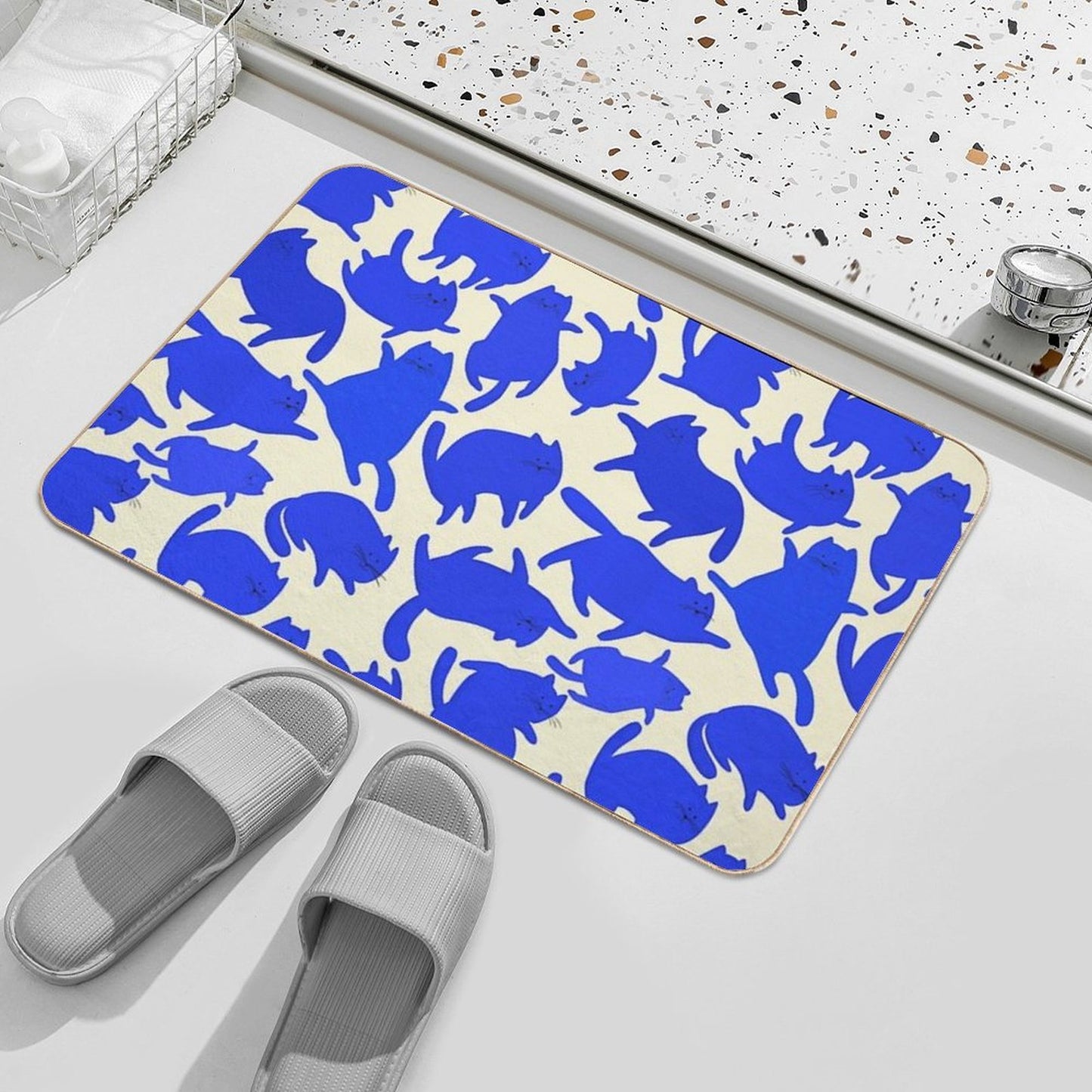 Blue Cats Pattern  Long-Lasting Bath Mat