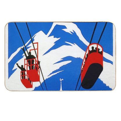 Vintage French Alps Gondola Winter Sport Ski Ad  Versatile Bath Mat