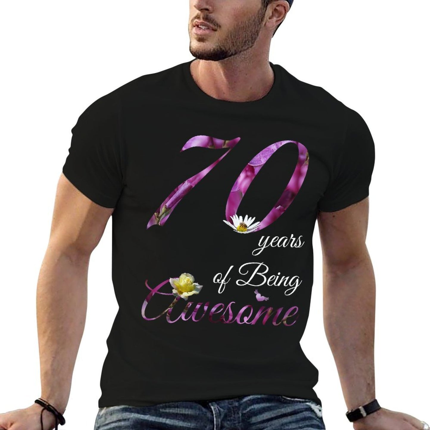 70 Year Old Awesome Floral 1954 70th Birthday Gift  Cotton T-Shirt