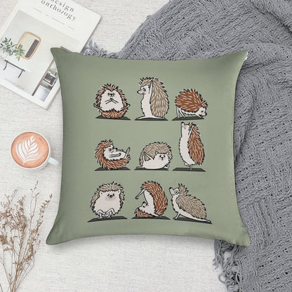 Hedgehog Yoga Soft Shrink-Resistant Throw Pillow
