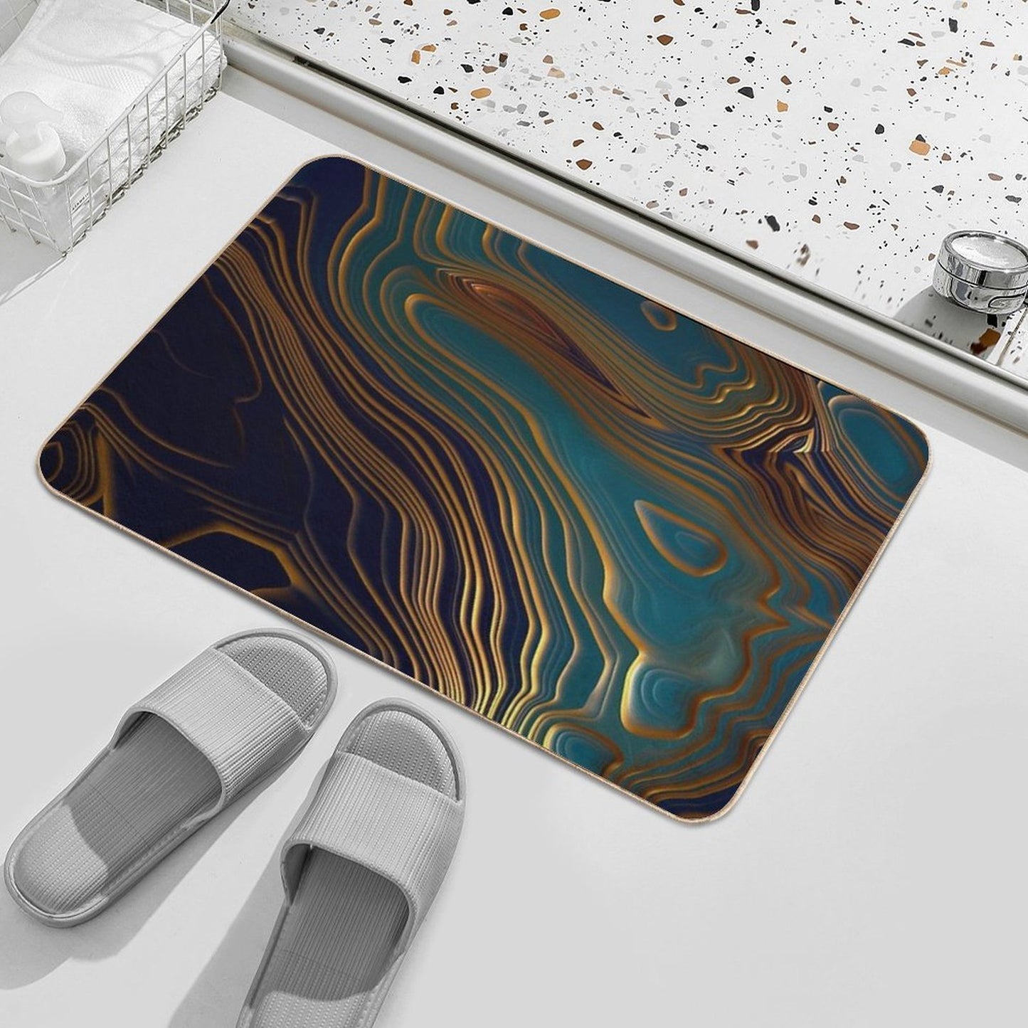 Peacock Ocean  Fade-Resistant Bath Mat