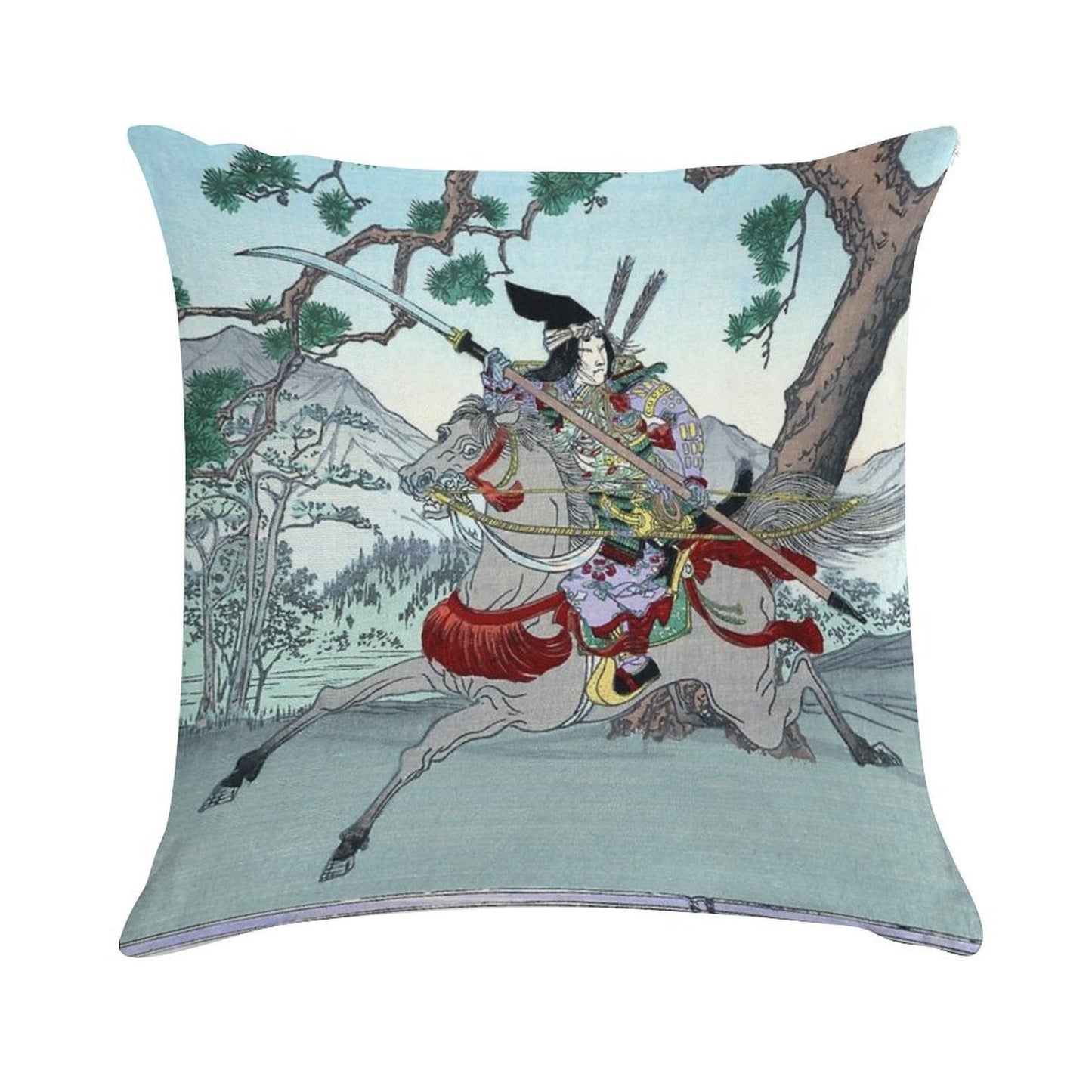 Tomoe Gozen, Female Samurai Warrior on Horseback, Japan Soft Multiple Sizes Throw Pillow