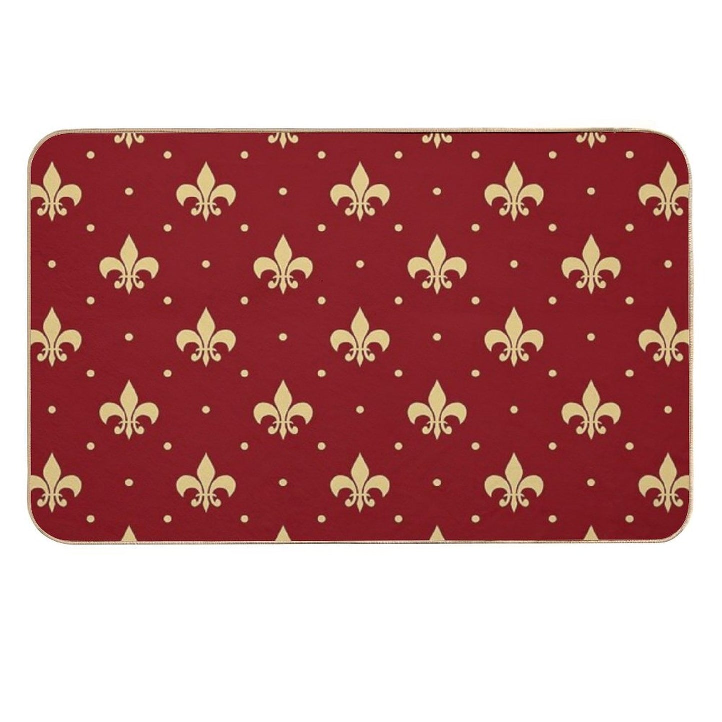 Fleur De Lis Design - Red  Long-Lasting Bath Mat