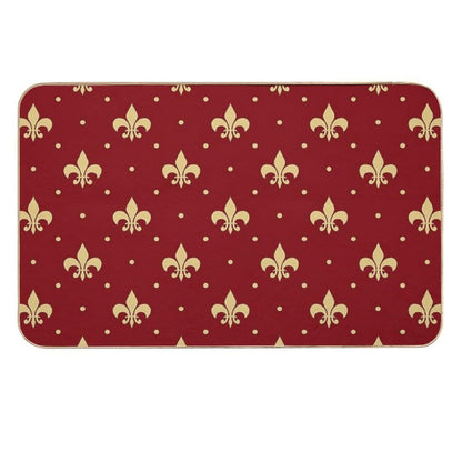 Fleur De Lis Design - Red  Long-Lasting Bath Mat