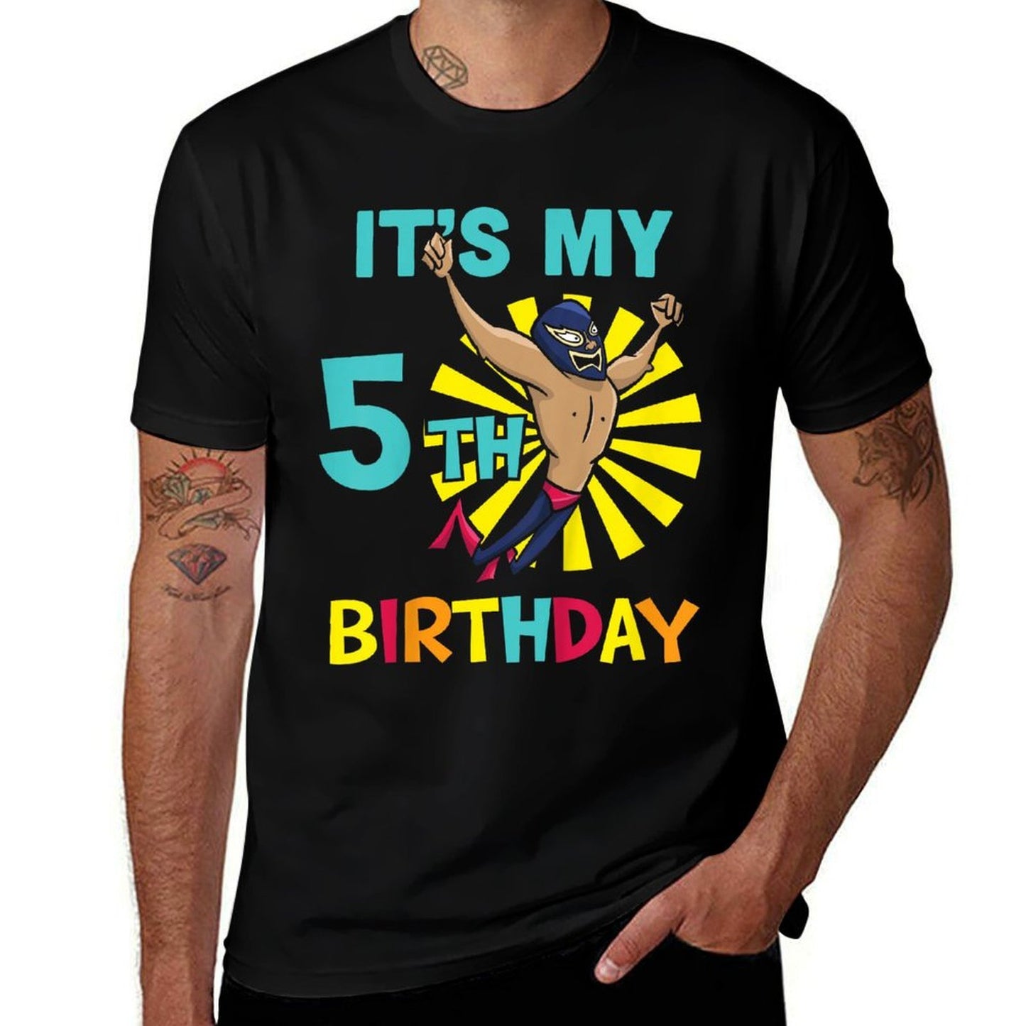 Kids Kids It's My 5th Birthday Wrestling Theme for 5-Year-Old Boy  Relaxed-fit T-Shirt