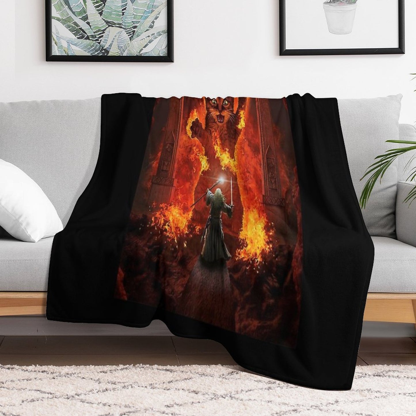 Balrog Cat Shirt TShir Eco-conscious Throw Blanket