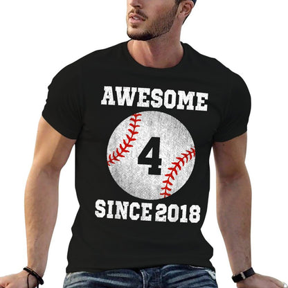 4th Birthday Baseball Player 4 Years Old Vintage Retro  Odor-resistant T-Shirt