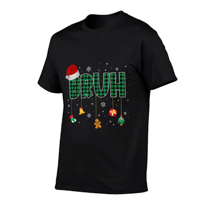 Bruh Funny Merry Christmas Xmas Family Pajama Men Women Kids  Rolled Sleeves T-Shirt