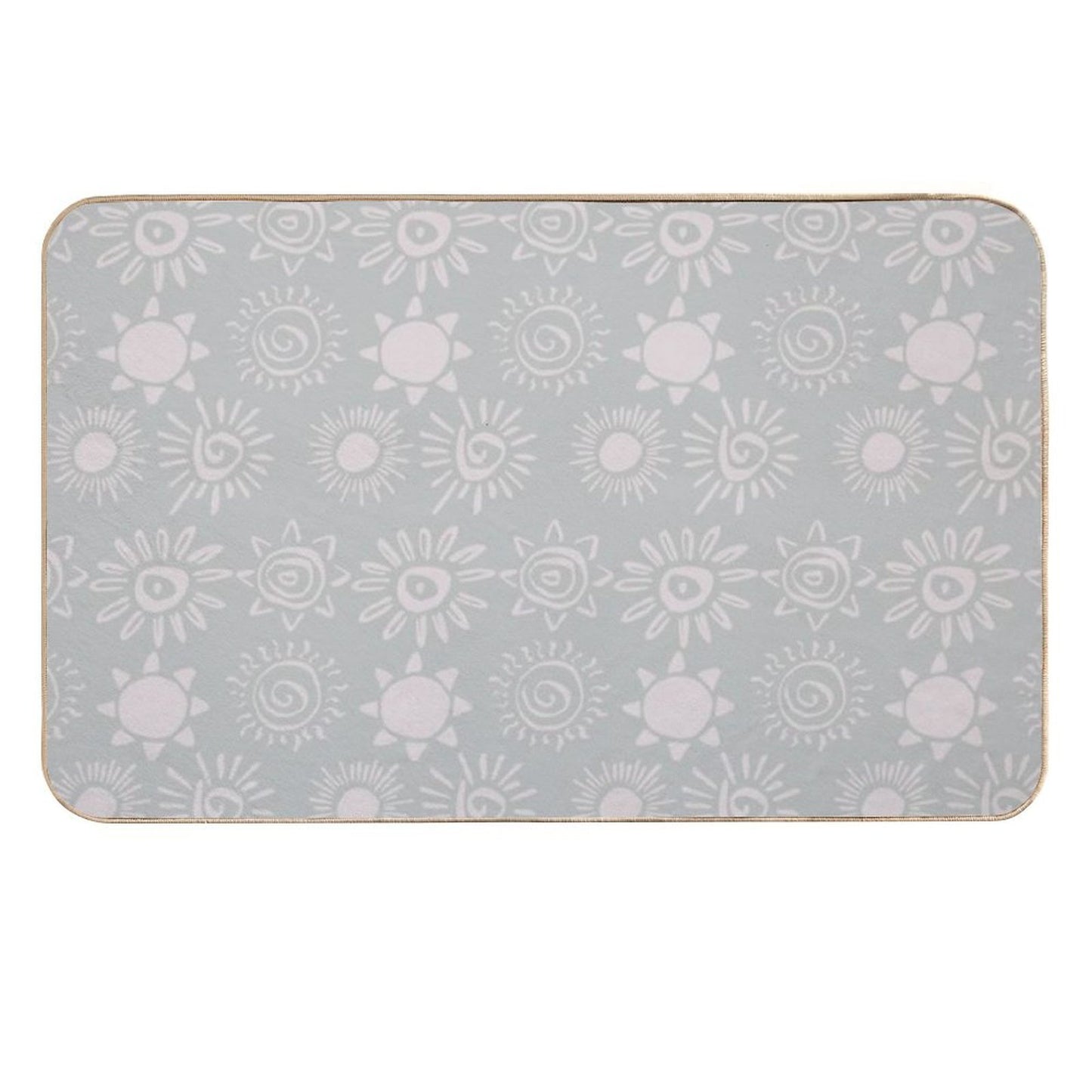 Magical Sun Bohemian Dreamy Aesthetic In Muted Colors Grayish Blue  Stain-Proof Bath Mat