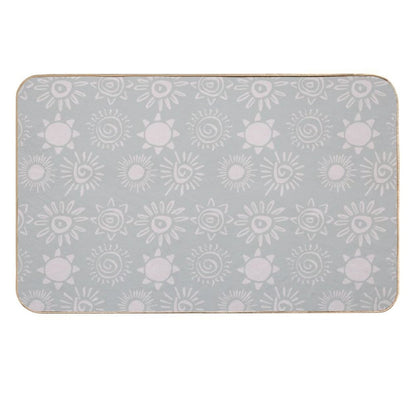 Magical Sun Bohemian Dreamy Aesthetic In Muted Colors Grayish Blue  Stain-Proof Bath Mat