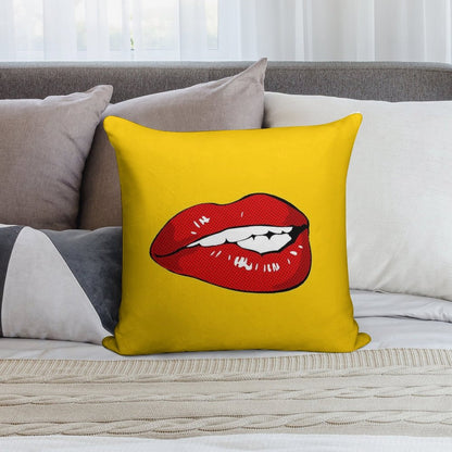 Sexy Biting Lips Throw Pillow Face Mask Soft Easy Maintenance Throw Pillow