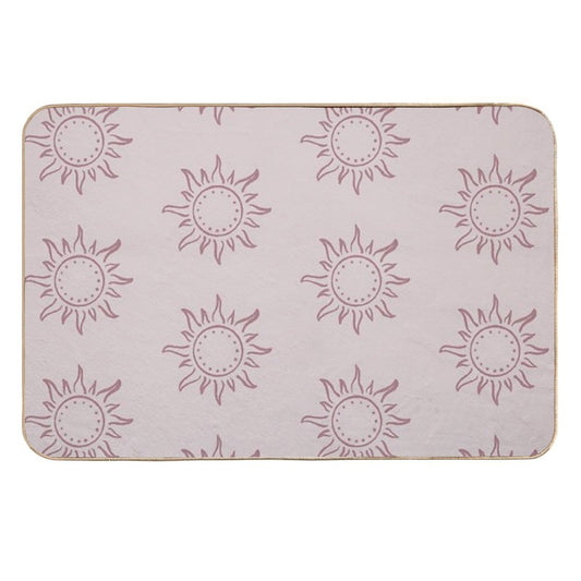 Cute Boho Sun Pattern Bohemian Aesthetic In Muted Colors Light & Dark Muted Pink  Stain-Proof Bath Mat
