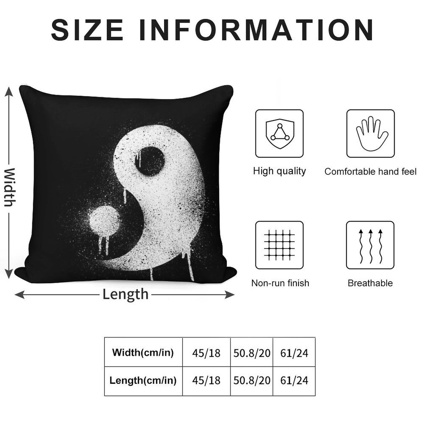Graffiti Zen Master - Spray Paint Yin Yang Soft Anti-Pilling Throw Pillow