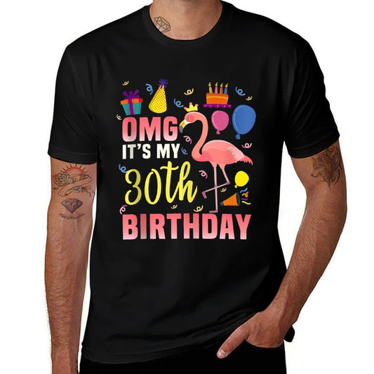 30 Year Old Women Men Gift Flamingo It's My 30th Birthday  Cotton T-Shirt
