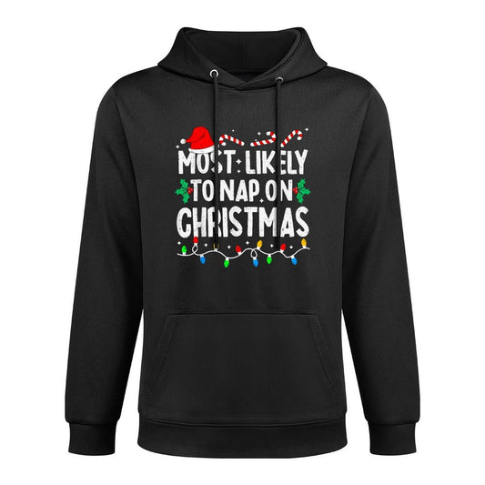 Most Likely to Nap On Christmas Funny Family Matching Xmas Adjustable Hood Hoodie