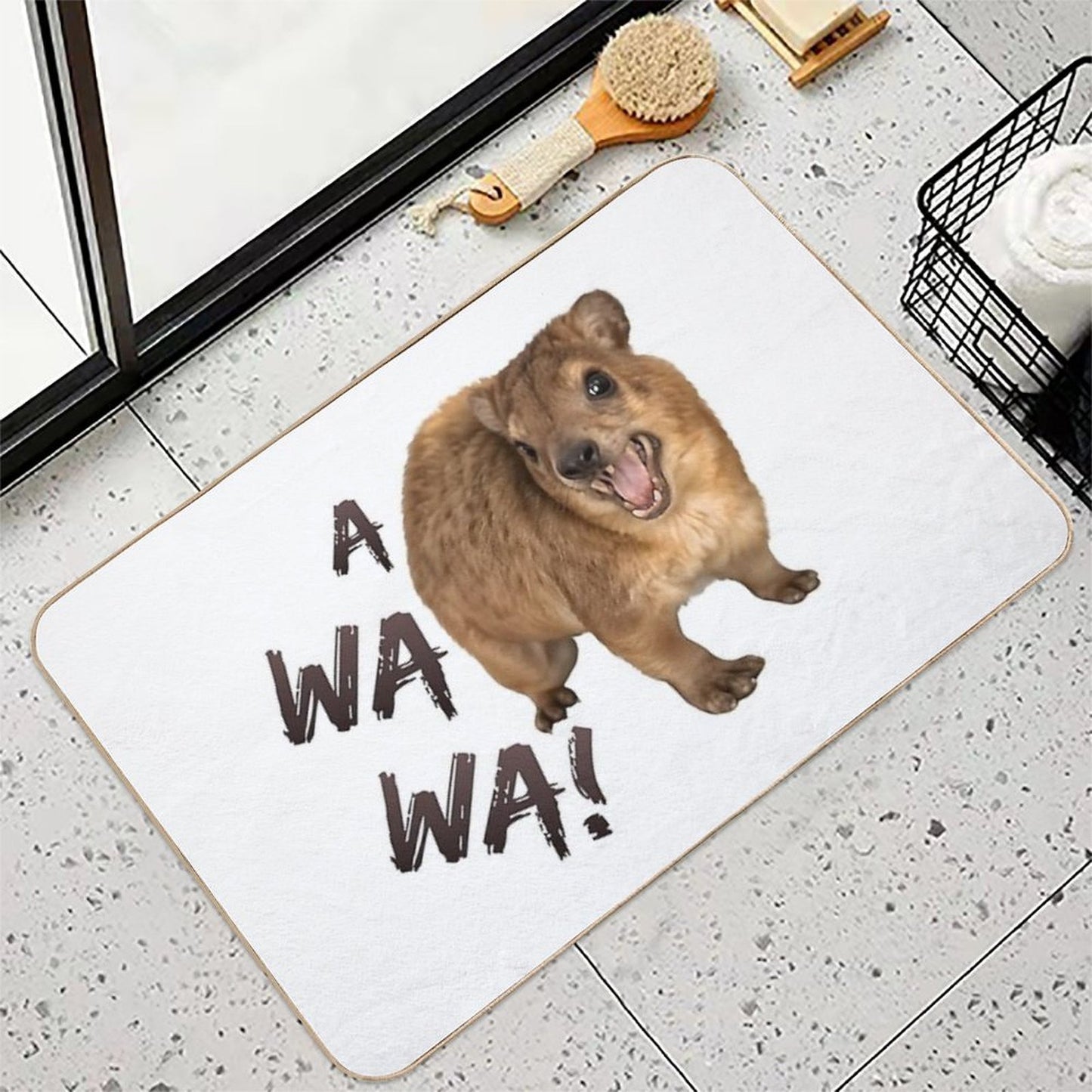 Awawa! Angry Screaming Hyrax Meme - Cute & Funny  Dirt-Trapping Bath Mat