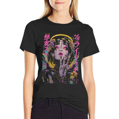 Japanese Streetwear Cyberpunk Angel Y2K Techwear Manga Anime  Summer-ready Fabric T-Shirt