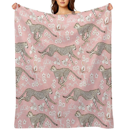 Cheetah Chintz - Cotton Candy Pink Comfort Throw Blanket