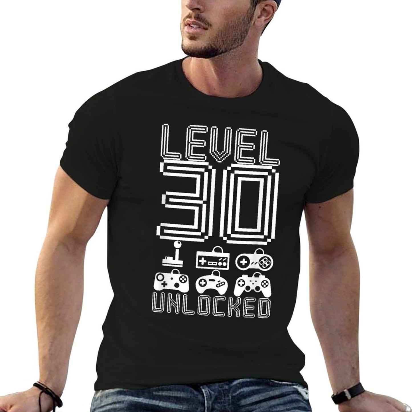 Level 30 Unlocked Video Gamer 30th Birthday Gift  Wrinkle-resistant T-Shirt