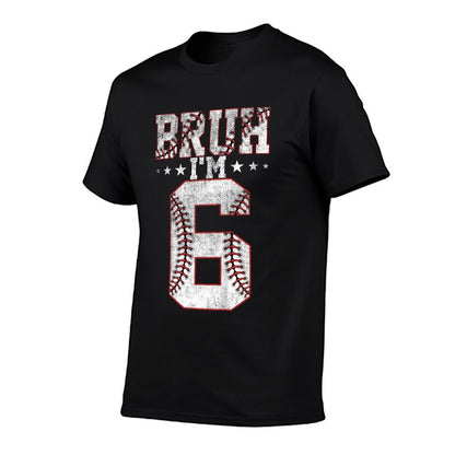 Kids Bruh 6th Birthday Baseball Bruh I'm 6 Year Old Birthday  Vintage-inspired T-Shirt