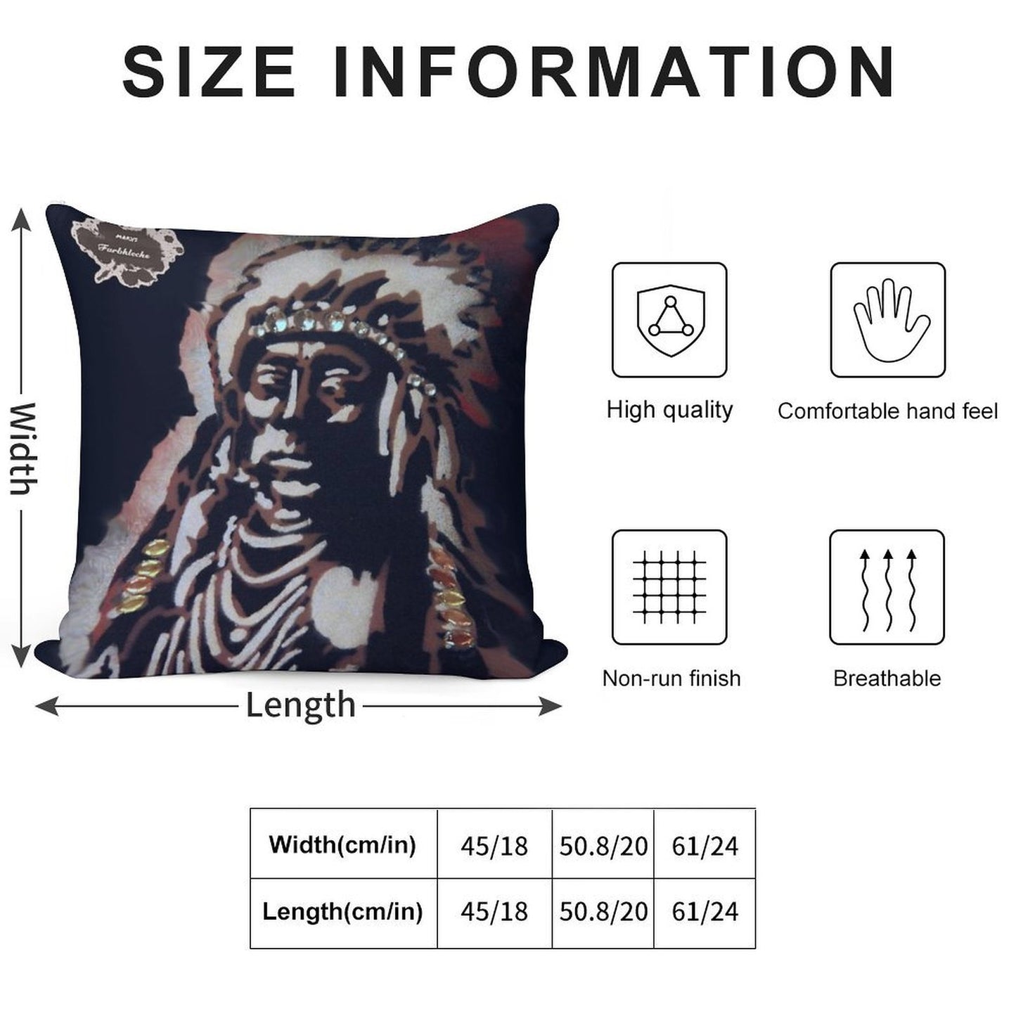 Indian with His Headdress Soft Home Decor Throw Pillow