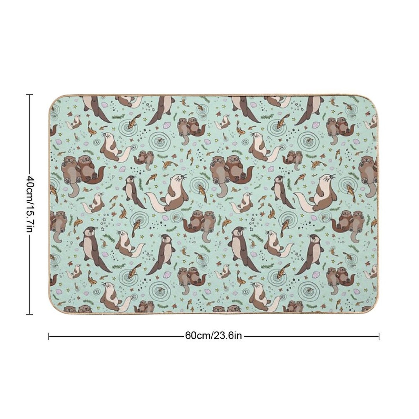 Otters in Blue  Repositionable Bath Mat