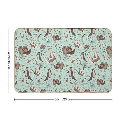 Otters in Blue  Repositionable Bath Mat