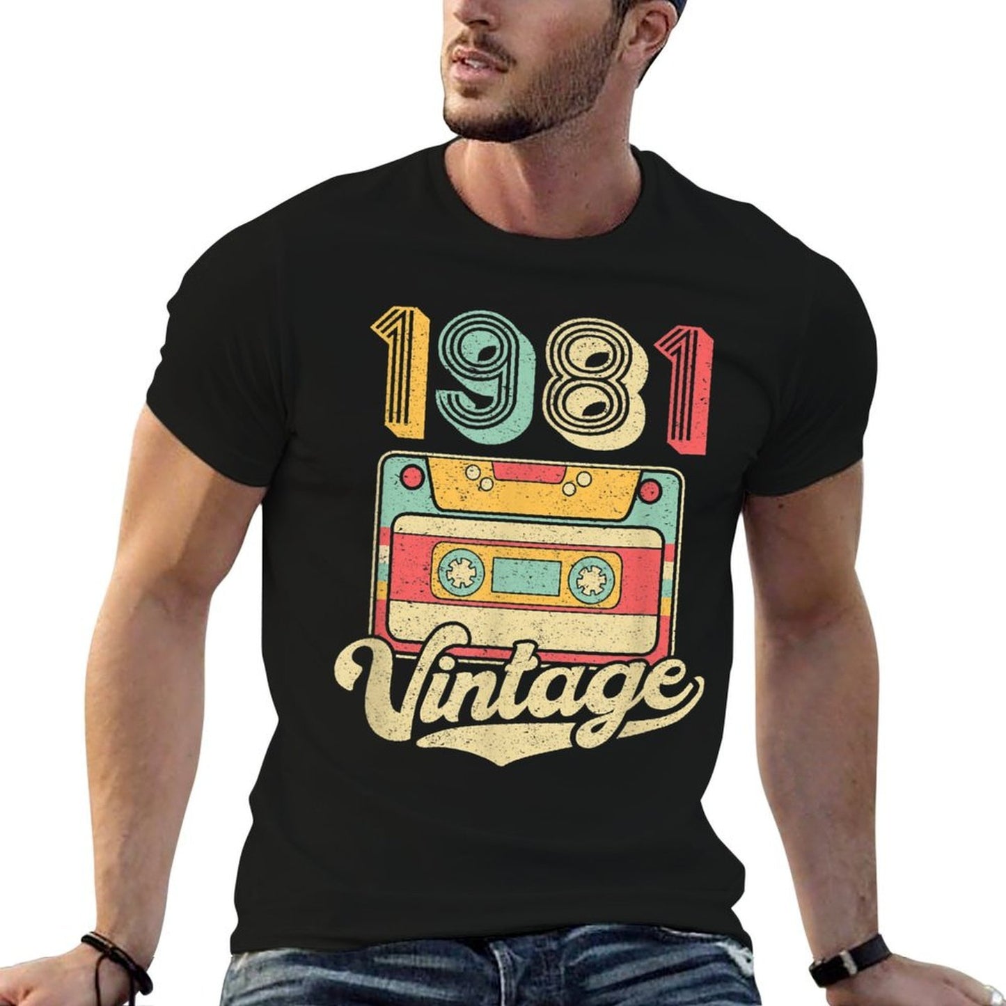 Vintage 1981 - 40 Years Old Gift - 40th Birthday  Heathered Texture T-Shirt