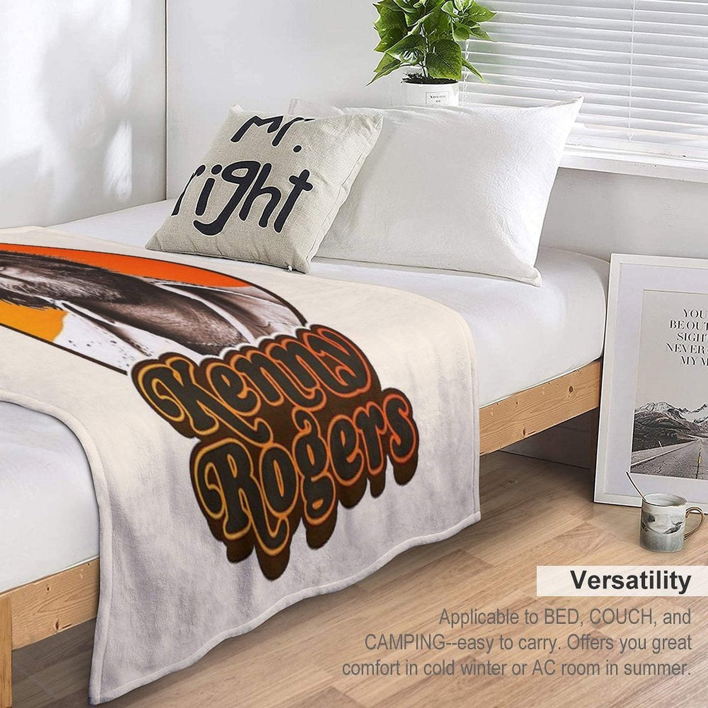 Retro Kenny Rogers Country Tribute Plush Throw Blanket