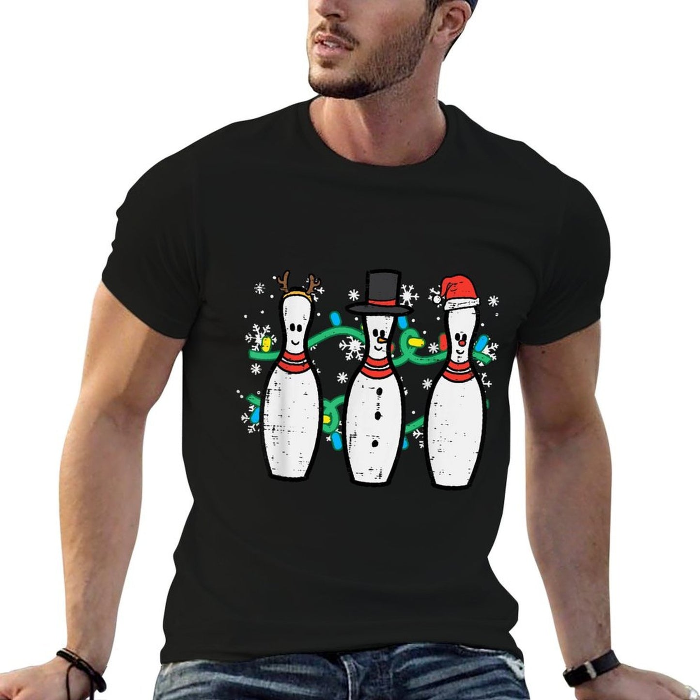 Christmas Bowling Funny Xmas Sports Bowler Men Women Kids  Relaxed-fit T-Shirt