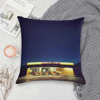 Rainbow Donuts. Soft Durable Construction Throw Pillow