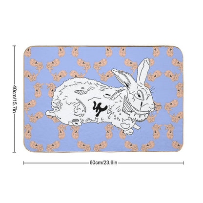 Sweet Bunny - Illustration - Vegan Art  Repositionable Bath Mat