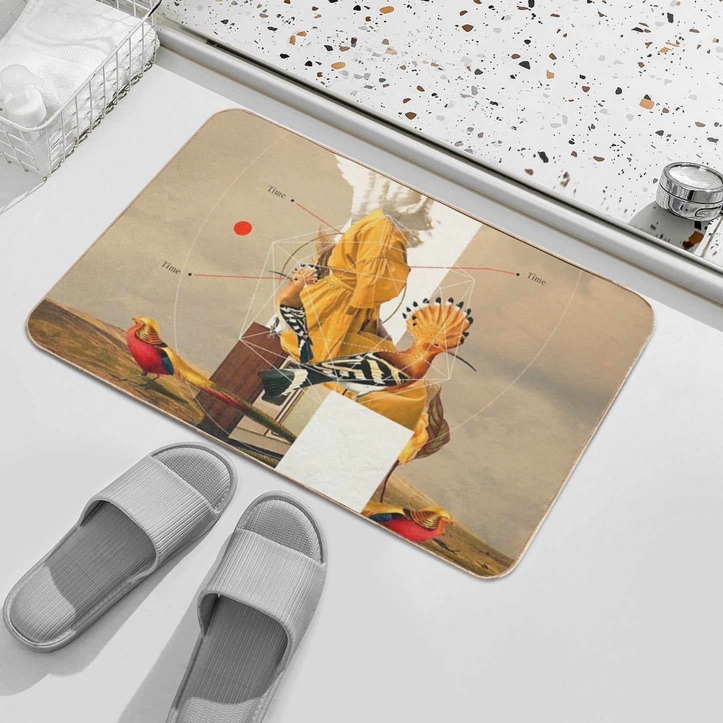 Yellow Echoes of Time  Rapid-Drying Bath Mat