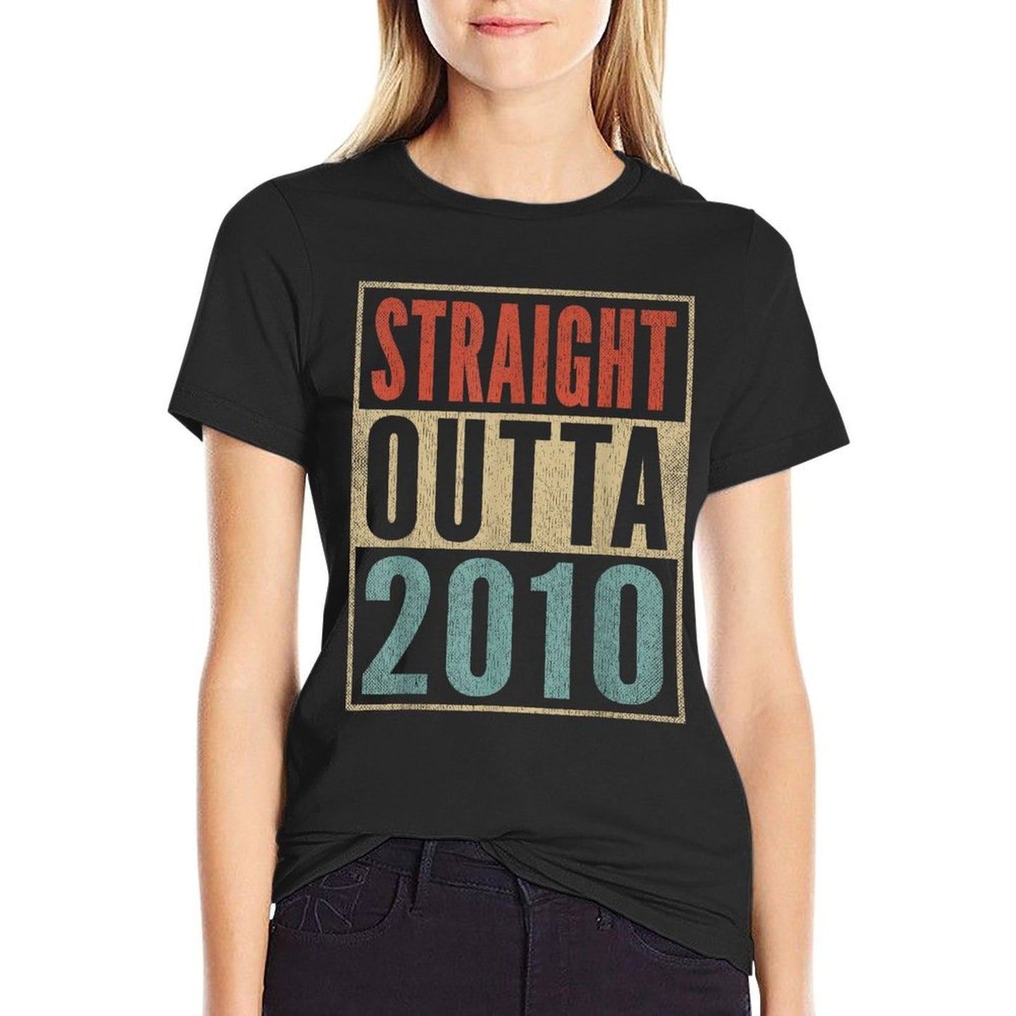 Straight Outta 2010 14 Years Old Boy Girl 14th Birthday  Oversized Silhouette T-Shirt