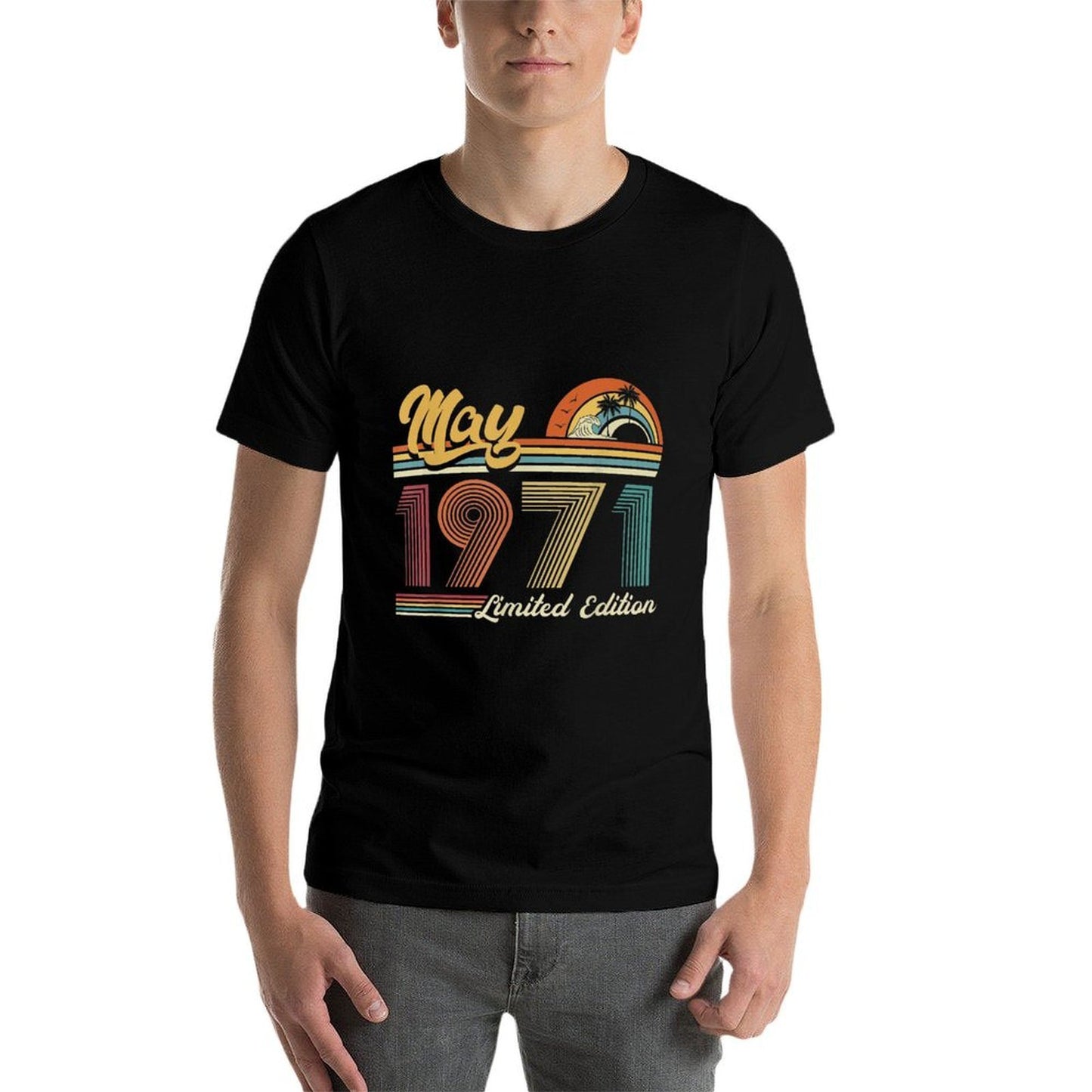 Vintage May 1971 Limited Edition 50th Birthday Gifts  Heathered Texture T-Shirt