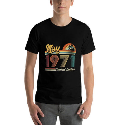 Vintage May 1971 Limited Edition 50th Birthday Gifts  Heathered Texture T-Shirt