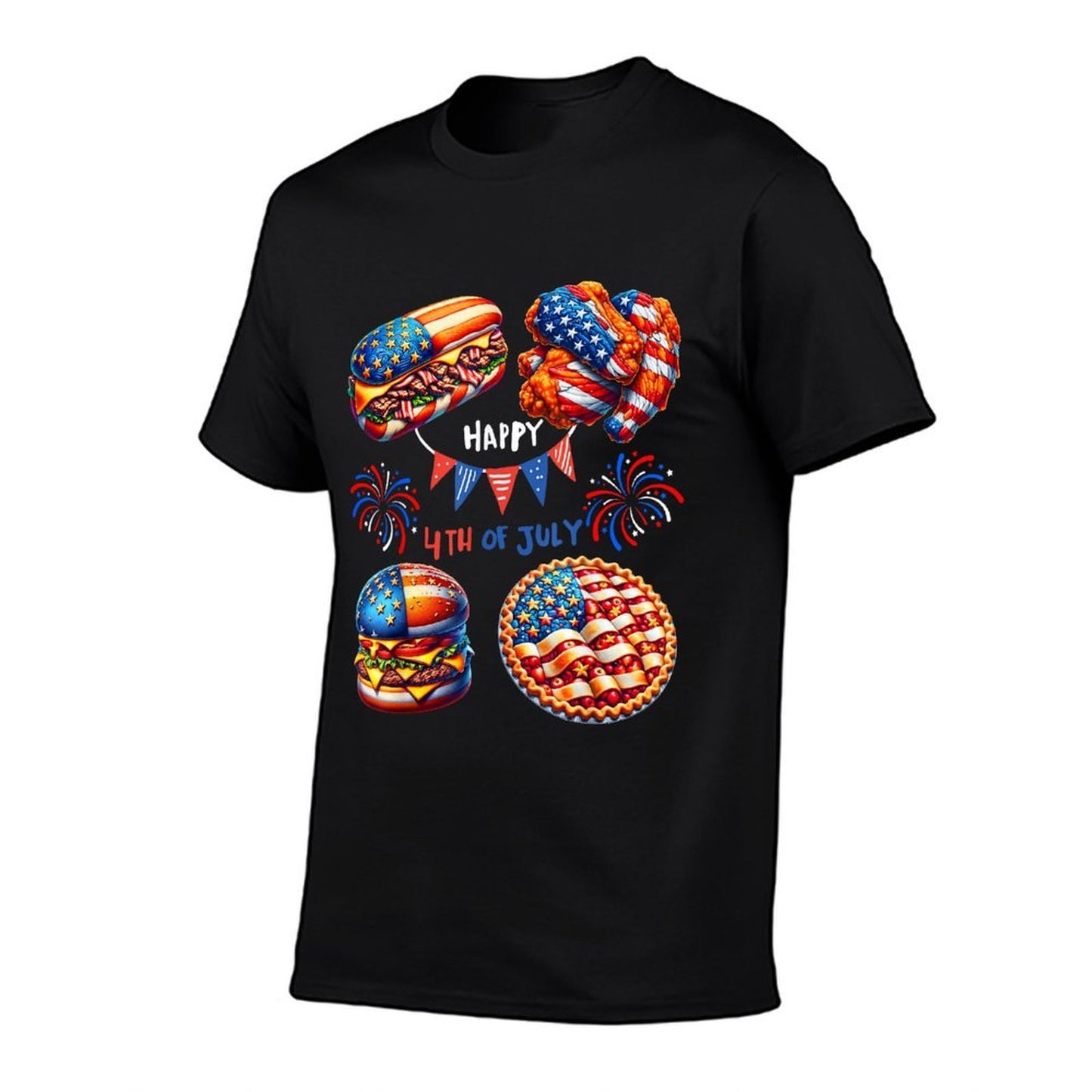 Philly Cheesesteak Buffalo Wings Cheeseburger 4July USA  Graphic-printed T-Shirt