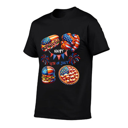 Philly Cheesesteak Buffalo Wings Cheeseburger 4July USA  Graphic-printed T-Shirt