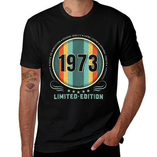 Vintage 50th Birthday Decorations Men Funny 1973 50 Birthday  Heathered Texture T-Shirt