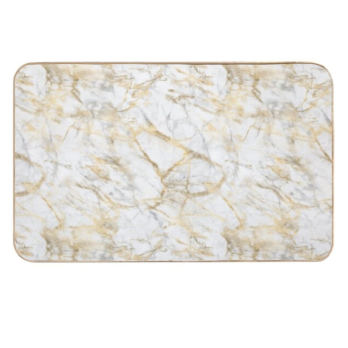 White And Gold Marble  Absorbent Bath Mat
