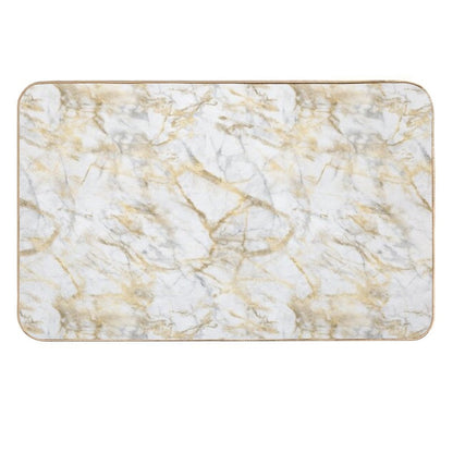 White And Gold Marble  Absorbent Bath Mat