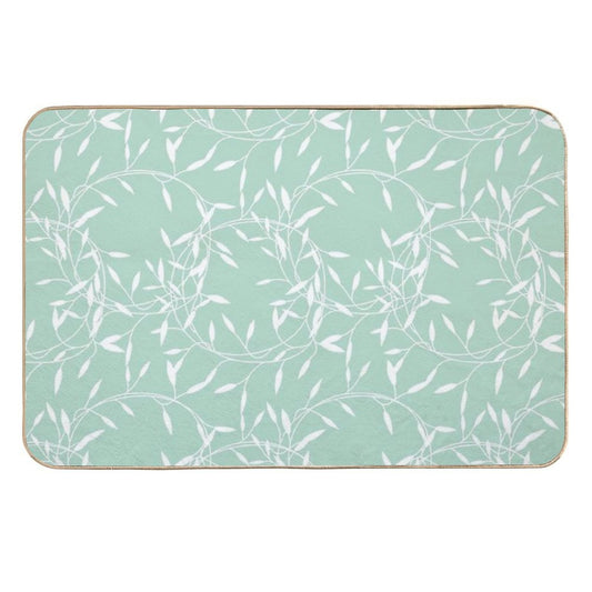 Organic Pattern - Pastel Green Background with White Details  Multi-Purpose Bath Mat