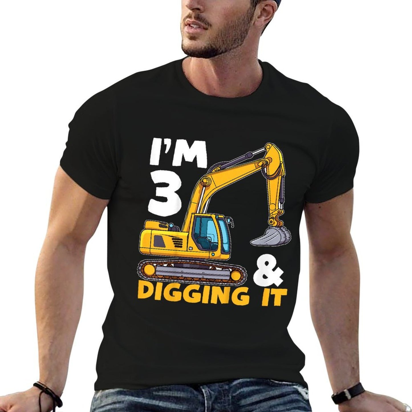 Kids Construction Truck 3rd Birthday Boy Excavator BDay  Eco-friendly Material T-Shirt