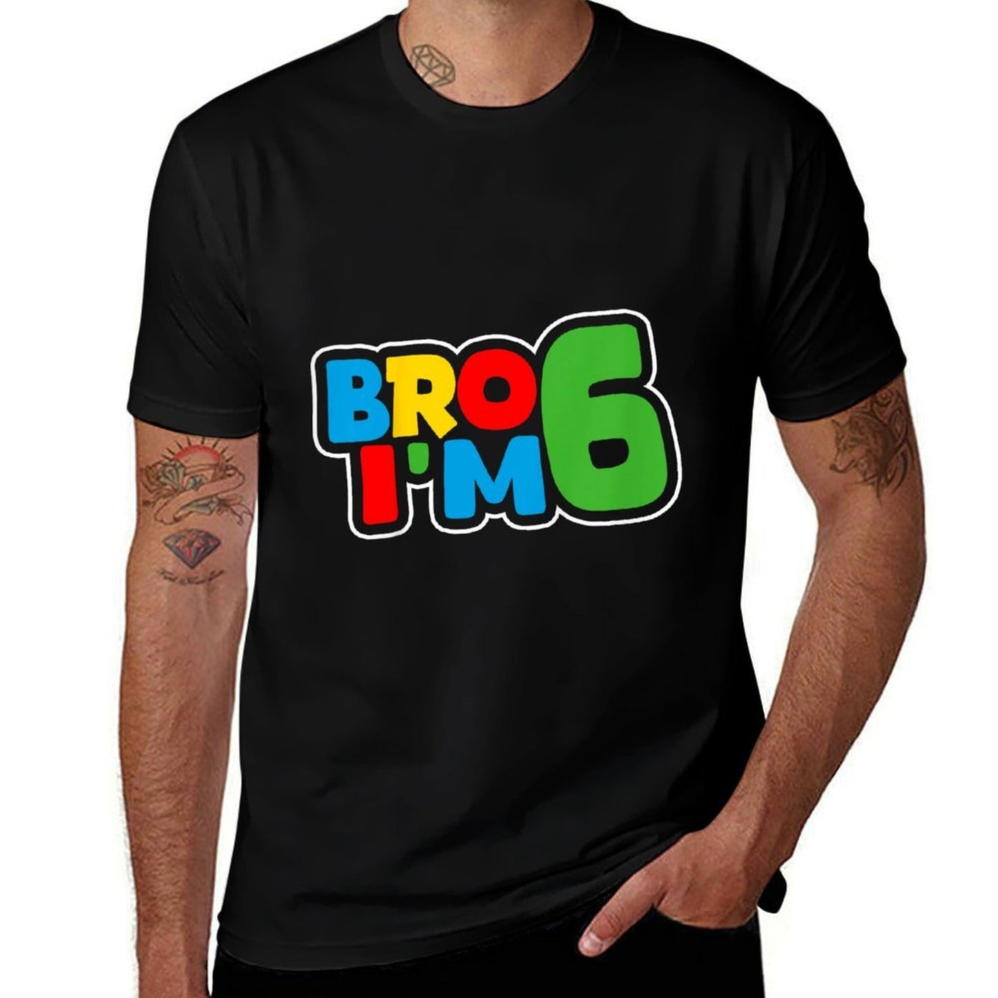 Kids 6th Birthday Boy Bro I’m 6 Year Old Four Party  Moisture-wicking T-Shirt