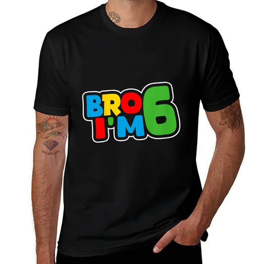 Kids 6th Birthday Boy Bro I’m 6 Year Old Four Party  Moisture-wicking T-Shirt