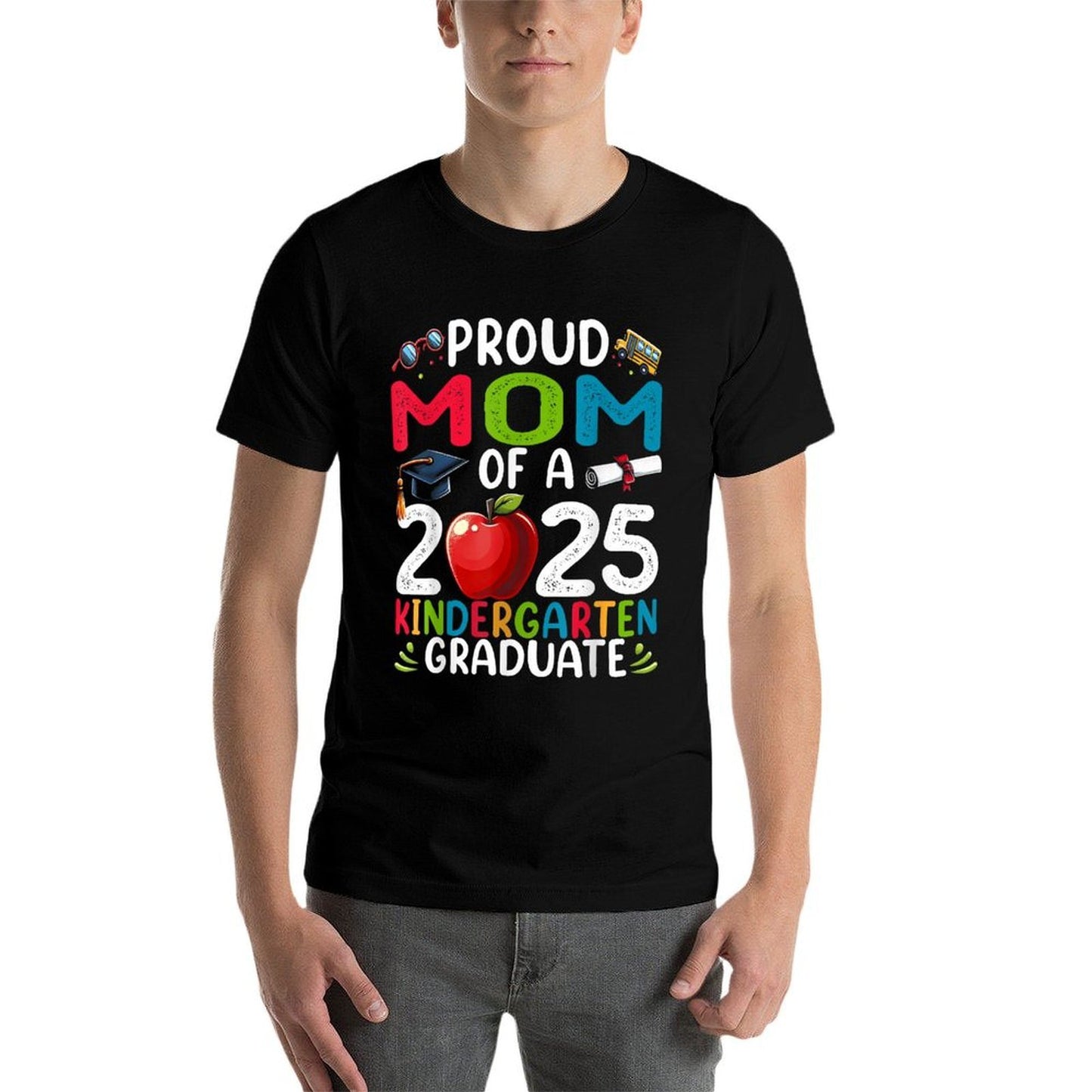 Proud Mom Of 2025 Kindergarten Graduate Graduation  Trendy Pattern T-Shirt