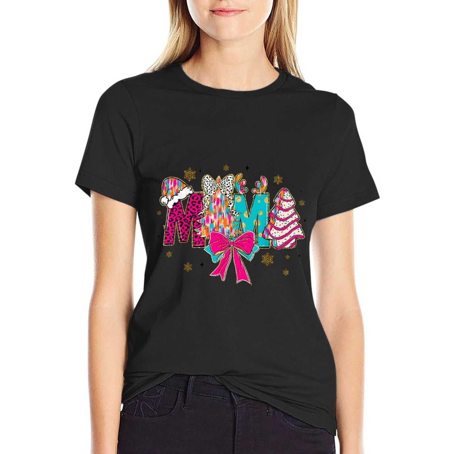 Colorful Coquette Christmas Mama Xmas Tree Cake for Mom Mama  Affordable Price T-Shirt