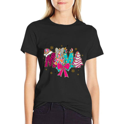 Colorful Coquette Christmas Mama Xmas Tree Cake for Mom Mama  Affordable Price T-Shirt