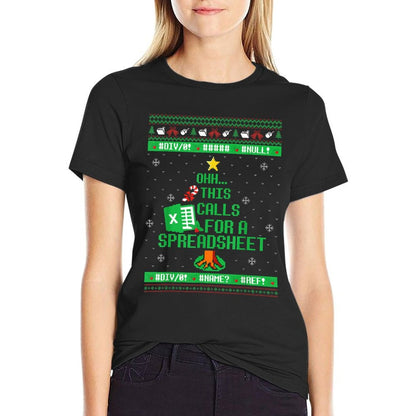 Oh This Calls for A Spreadsheet Christmas Excel Ugly Sweater  Rolled Sleeves T-Shirt