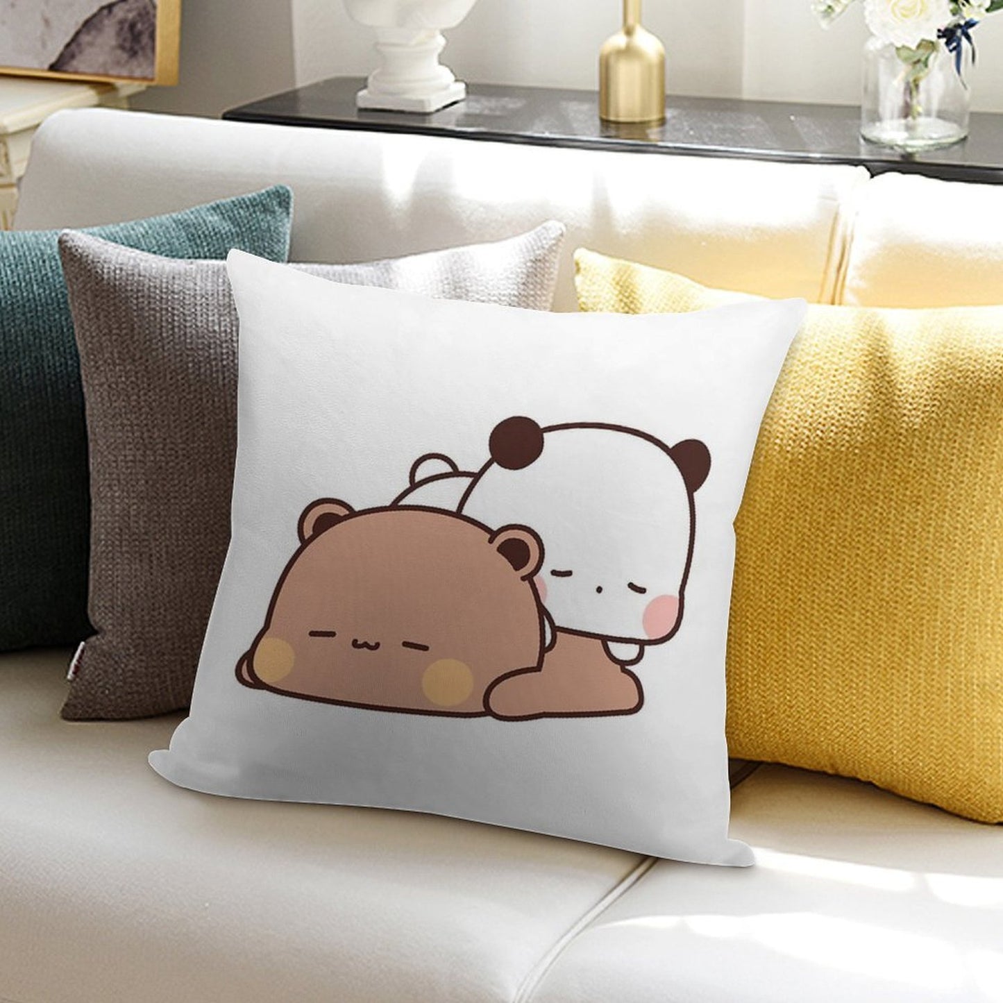 Cute Bubu And Dudu Are Sleeping Soft Bedroom Essential Throw Pillow